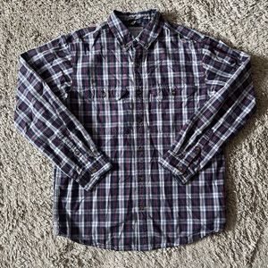 Carhartt Men’s Red/Blue Plaid Flannel Button Down Long Sleeve Shirt